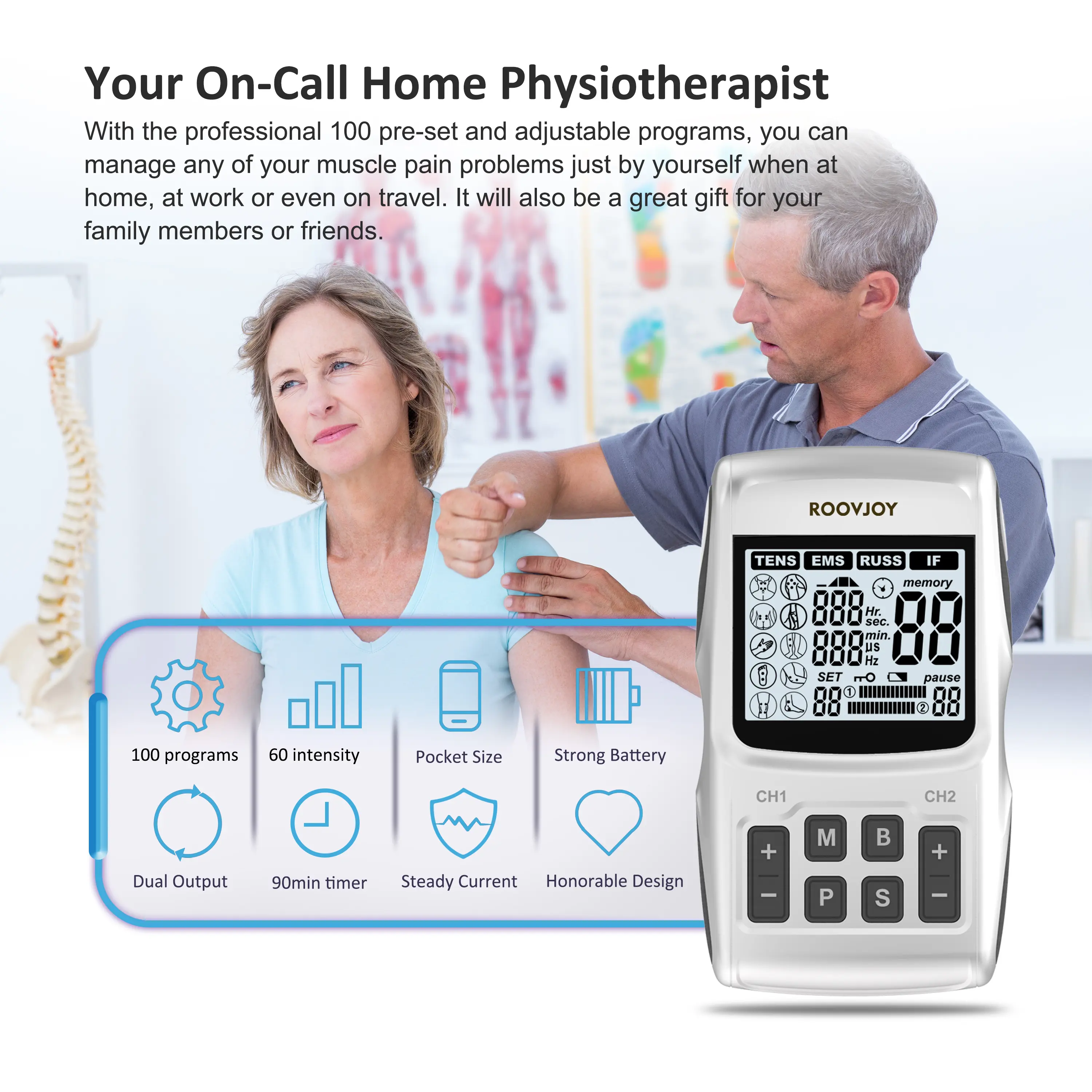 Professional 5 in 1 TENS medical machine for pain relief with IFC and micro-current